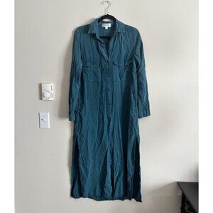 Cloth and Stone Teal Shirt Dress with Pockets